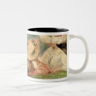 Pierre A Renoir Young Girls on the River Bank Two-Tone Coffee Mug