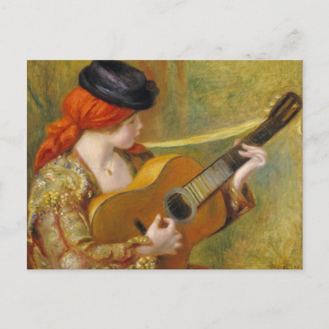 Pierre A Renoir | Young Spanish Woman w/ a Guitar Postcard (Front)