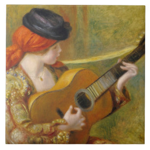 Pierre A Renoir Young Spanish Woman w/ a Guitar Tile