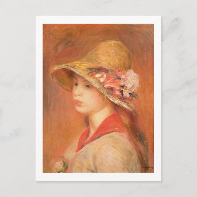 Pierre A Renoir | Young Woman in a Hat Postcard (Front)