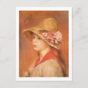 Pierre A Renoir Young Woman in a Hat Postcard