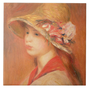 Pierre A Renoir Young Woman in a Hat Tile