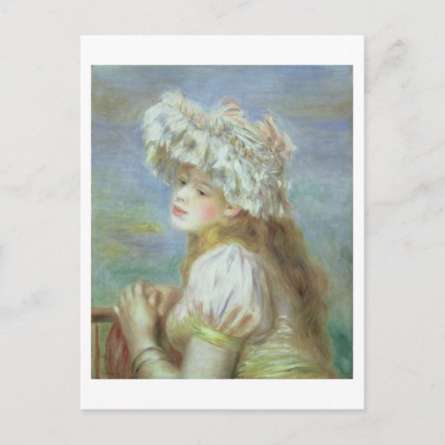 Pierre A Renoir | Young woman in a lace hat Postcard (Front)