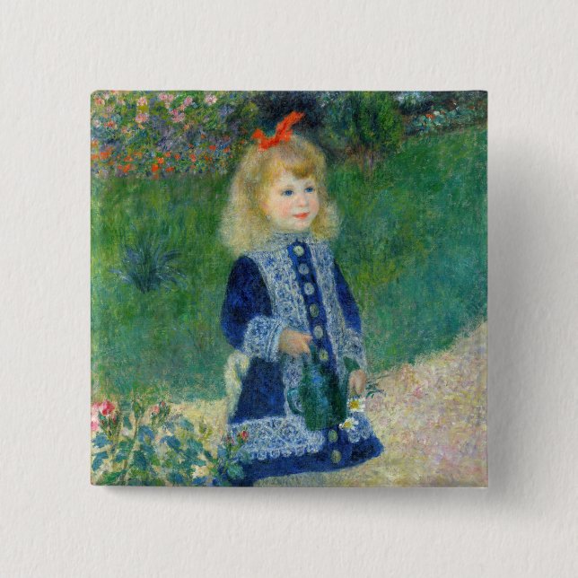 Pierre-Auguste Renoir - A Girl with a Watering Can 15 Cm Square Badge (Front)