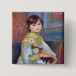 Pierre-Auguste Renoir - Child with Cat 15 Cm Square Badge