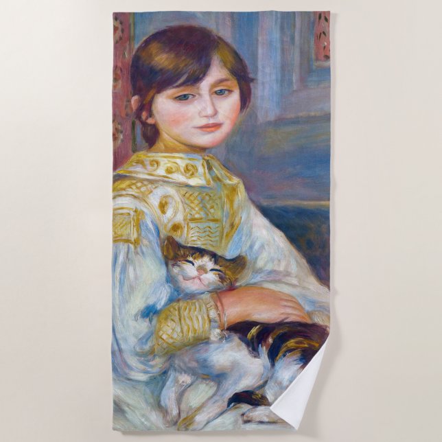 Pierre-Auguste Renoir - Child with Cat Beach Towel (Front)