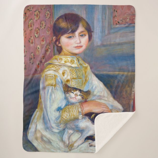 Pierre-Auguste Renoir - Child with Cat Sherpa Blanket (Front)