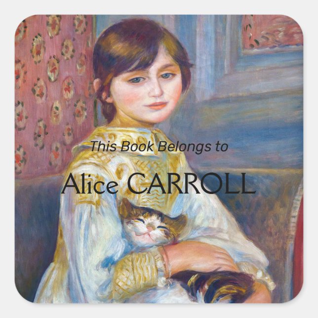 Pierre-Auguste Renoir - Child with Cat Square Sticker (Front)