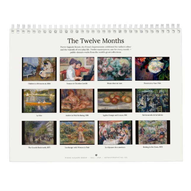 Pierre-Auguste Renoir Fine Art Wall Calendar (Back)