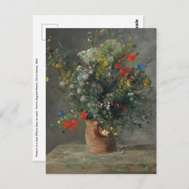 Pierre-Auguste Renoir - Flowers in a Vase 1866 Postcard (Front/Back)