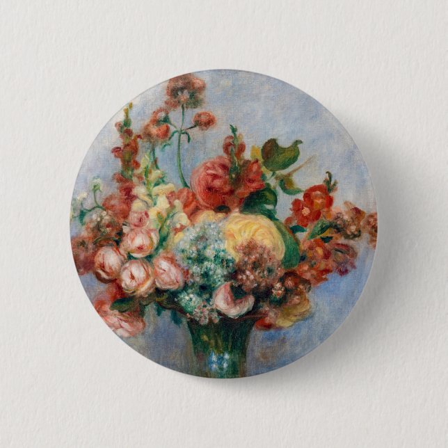 Pierre-Auguste Renoir - Flowers in a Vase 6 Cm Round Badge (Front)