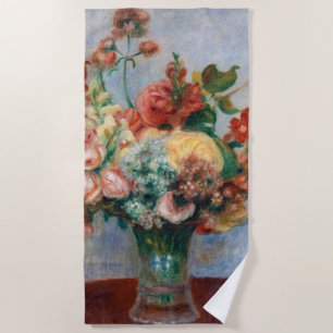 Pierre-Auguste Renoir - Flowers in a Vase Beach Towel