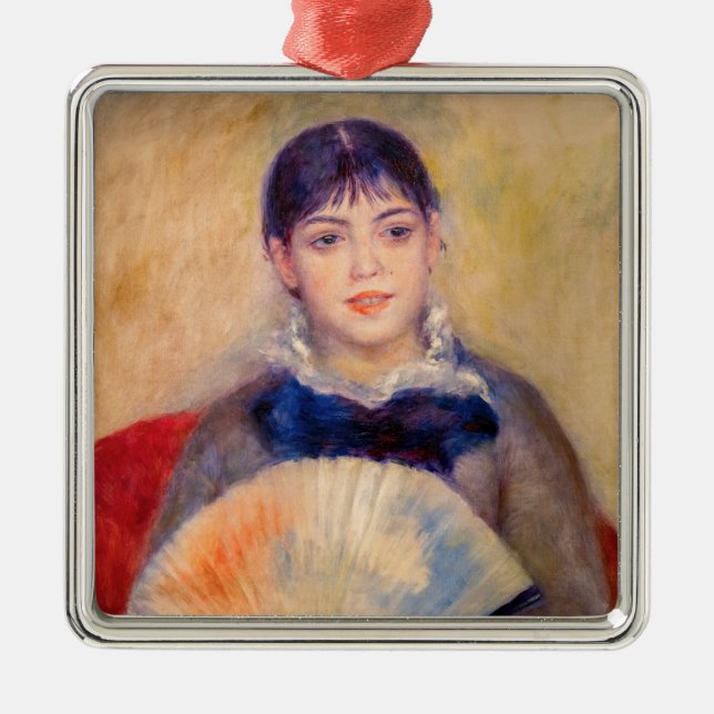 Pierre-Auguste Renoir - Girl with a Fan Metal Tree Decoration (Front)