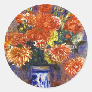 Pierre Auguste Renoir Gladiolas and Dahlias Classic Round Sticker