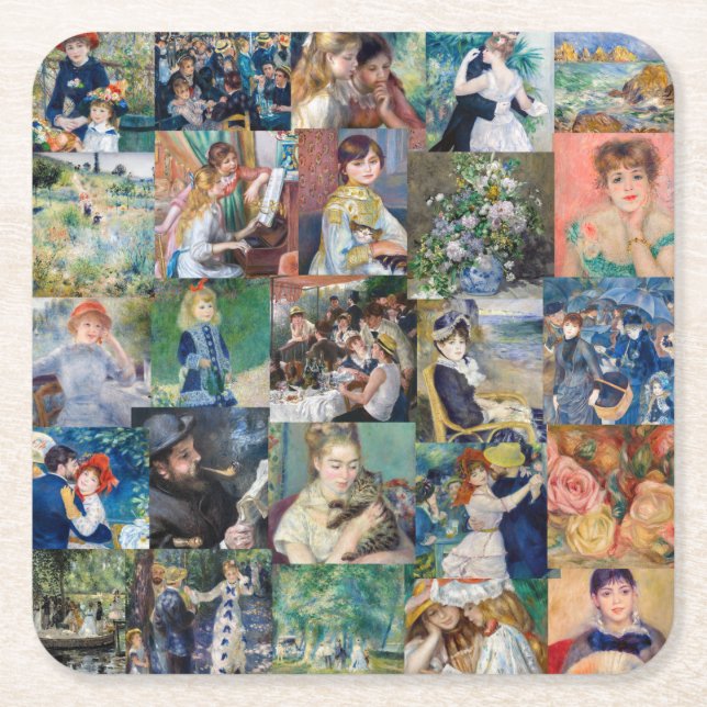Pierre-Auguste Renoir - Masterpieces Patchwork Square Paper Coaster (Front)