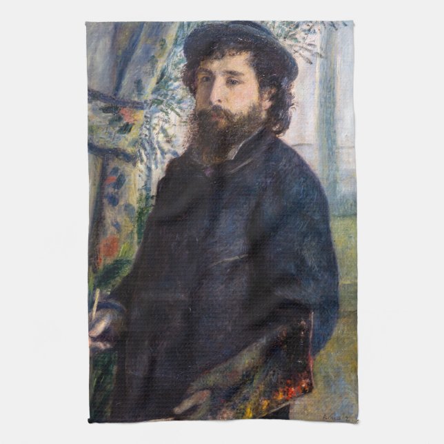 Pierre Auguste Renoir - Portrait of Claude Monet Tea Towel (Vertical)