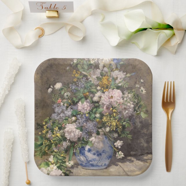 Pierre-Auguste Renoir Spring Bouquet     Paper Plate (Wedding)