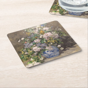 Pierre-Auguste Renoir Spring Bouquet Square Paper Coaster