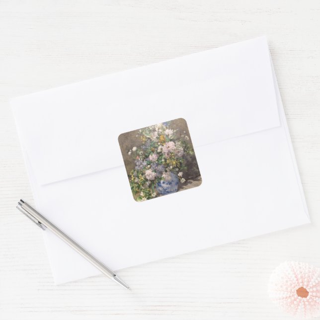 Pierre-Auguste Renoir Spring Bouquet     Square Sticker (Envelope)