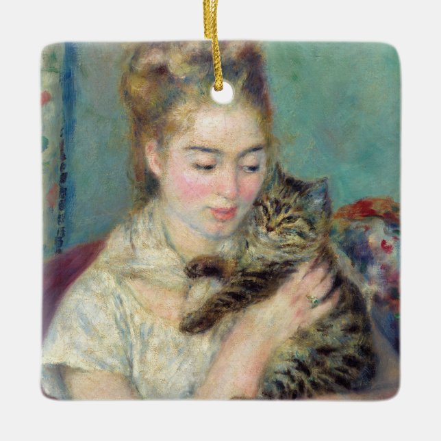 Pierre-Auguste Renoir - Woman with a Cat Ceramic Ornament (Front)
