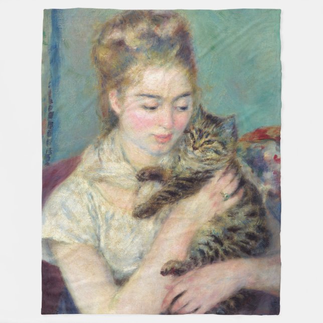 Pierre-Auguste Renoir - Woman with a Cat Fleece Blanket (Front)