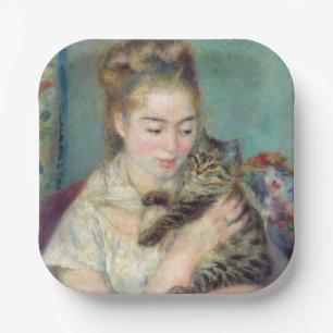 Pierre-Auguste Renoir - Woman with a Cat Paper Plate