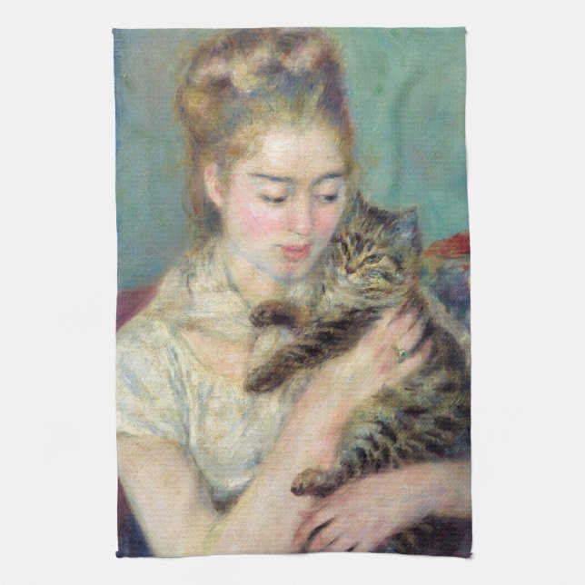 Pierre-Auguste Renoir - Woman with a Cat Tea Towel (Vertical)