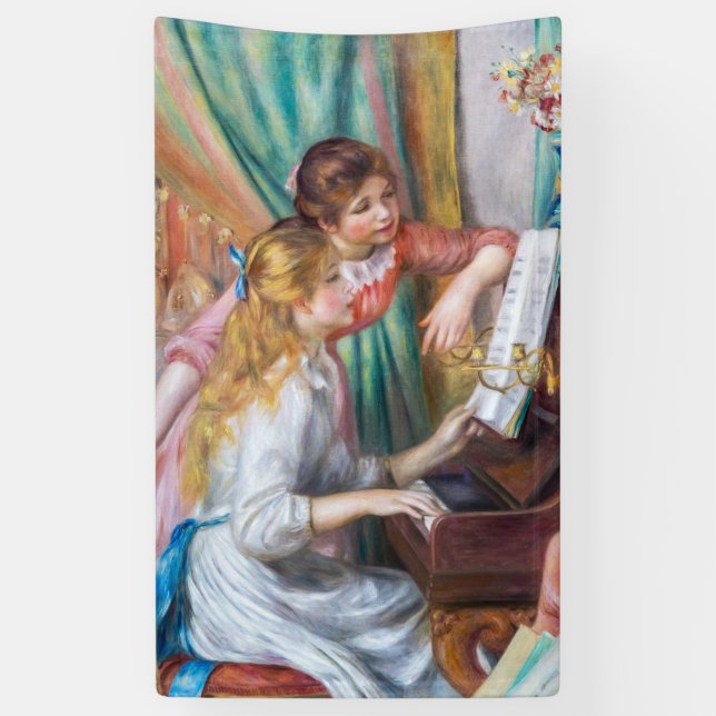 Pierre Auguste Renoir - Young Girls at the Piano Banner (Vertical)