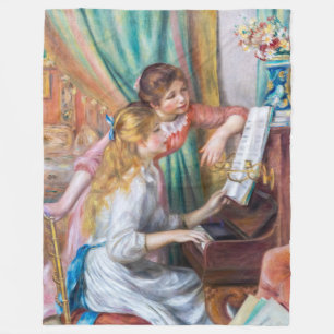 Pierre Auguste Renoir - Young Girls at the Piano Fleece Blanket
