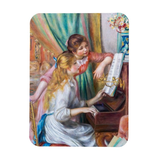 Pierre Auguste Renoir - Young Girls at the Piano Magnet (Vertical)