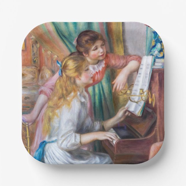 Pierre Auguste Renoir - Young Girls at the Piano Paper Plate (Front)
