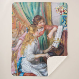 Pierre Auguste Renoir - Young Girls at the Piano Sherpa Blanket