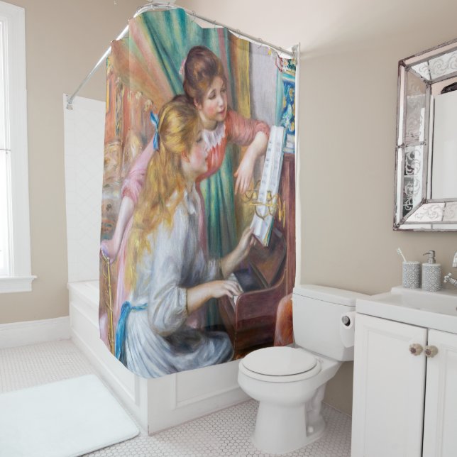 Pierre Auguste Renoir - Young Girls at the Piano Shower Curtain (In Situ)