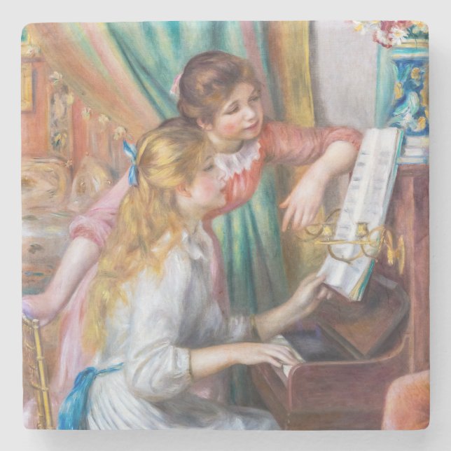 Pierre Auguste Renoir - Young Girls at the Piano Stone Coaster (Front)