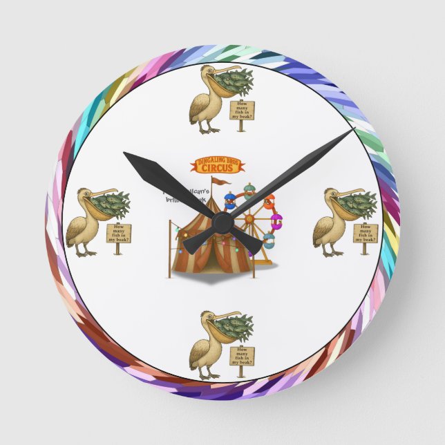 Pierre pelican's brilliant beak round clock (Front)