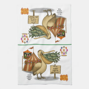 Pierre pelican's brilliant beak tea towel