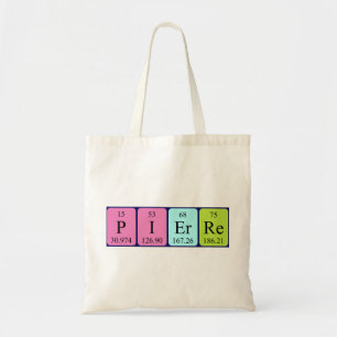 Pierre periodic table name tote bag