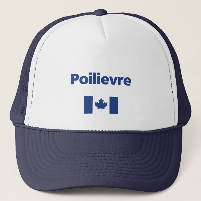 Pierre Poilievre Blue Canadian Flag Color Trucker Hat (Front)