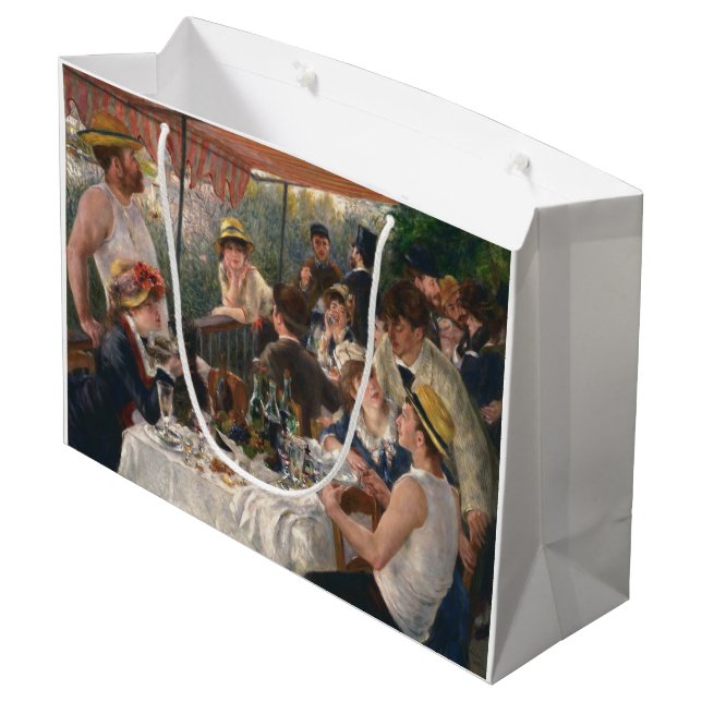 PIERRE RENOIR - Luncheon of the Boating Party 1881 Large Gift Bag (Back Angled)