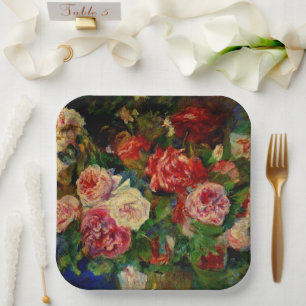 Pierre Renoir's painting, Roses,  Paper Plate