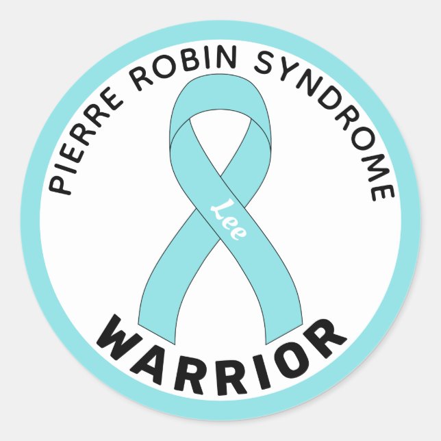 Pierre Robin Syndrome Warrior Ribbon White Classic Round Sticker (Front)