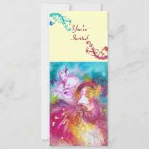 PIERROT AND ARLECCHINA Venetian Carnival, Invitation