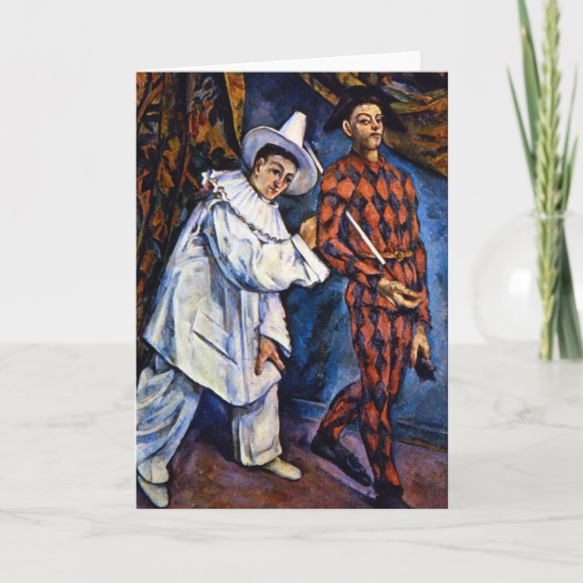 Pierrot and Harlequin, Mardi Gras by Paul Cezanne Card (Front)
