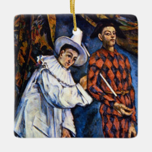 Pierrot and Harlequin, Mardi Gras by Paul Cezanne Ceramic Ornament