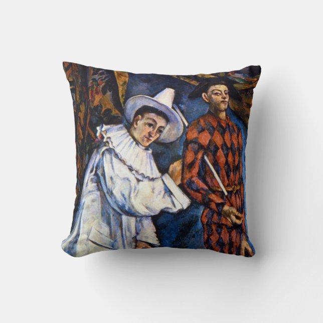 Pierrot and Harlequin, Mardi Gras by Paul Cezanne Cushion (Front)