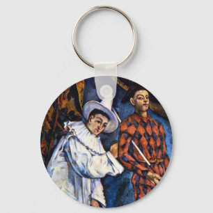 Pierrot and Harlequin, Mardi Gras by Paul Cezanne Key Ring