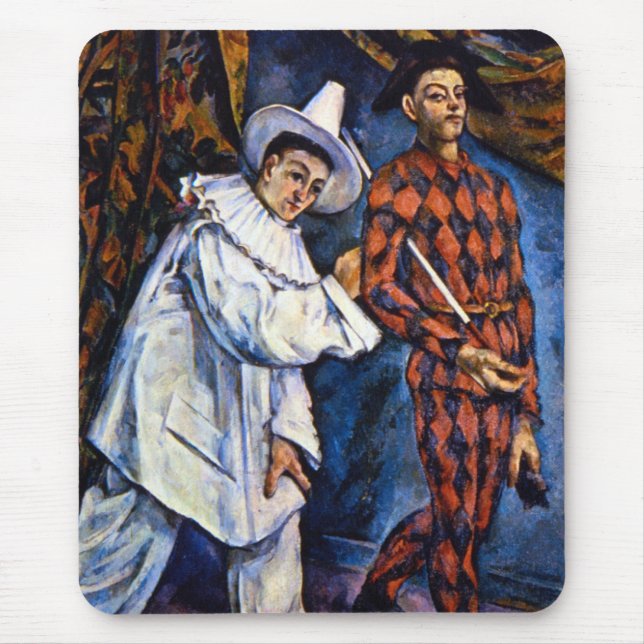 Pierrot and Harlequin, Mardi Gras by Paul Cezanne Mouse Pad (Front)