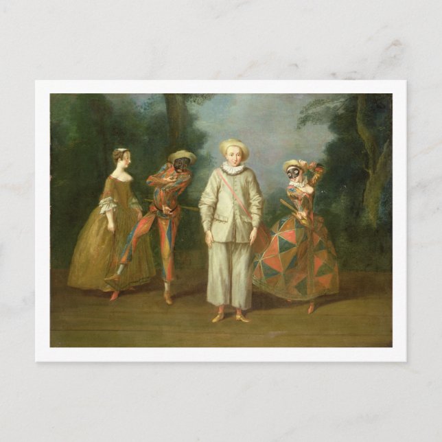 Pierrot and Harlequin Postcard (Front)