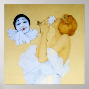 “Pierrot and the White Rose” by Raphael Kirchner Poster