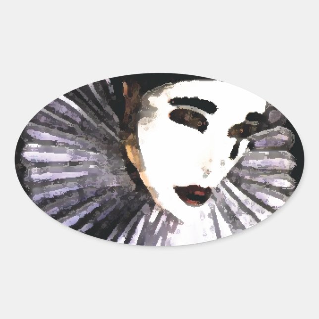 Pierrot Oval Sticker (Front)